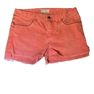 Free People Embroidered Corduroy Cut-Off Shorts Coral Size 28 Boho